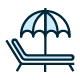 Icon with lounge chair and sun umbrella